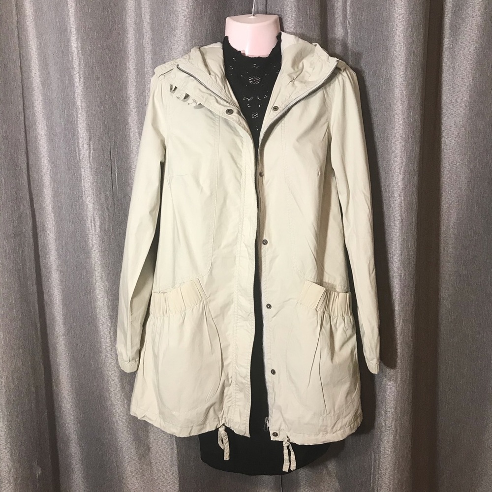 Jacket Light Beige Hooded Zipper Coat Net City